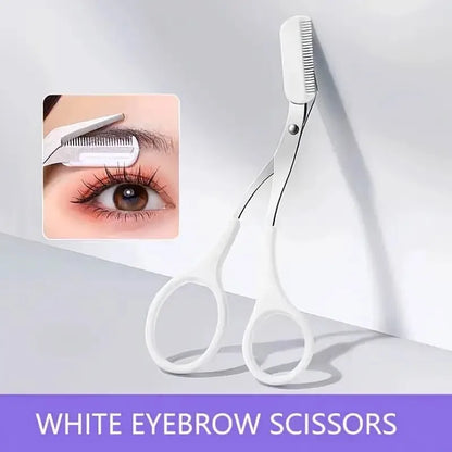 Stainless Steel Eyebrow Trimmer Scissors & Comb Set - Precision Grooming Tool for Men and Women - Effortless Hair Removal