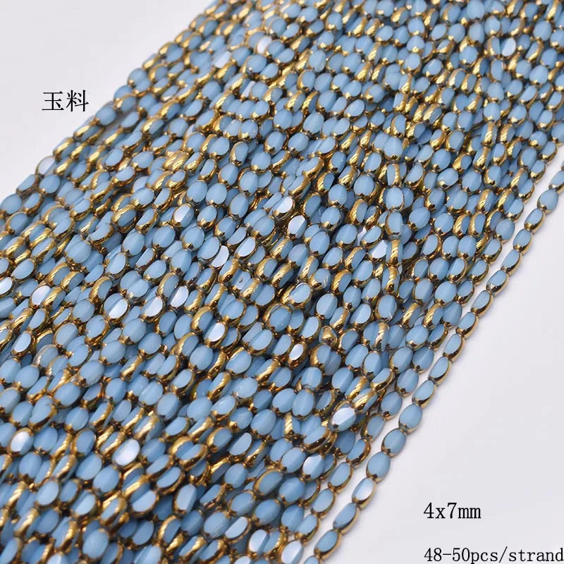 4x7mm Gold Plated Glass Spacer Beads – Briolette Crystal Beads for Jewelry DIY