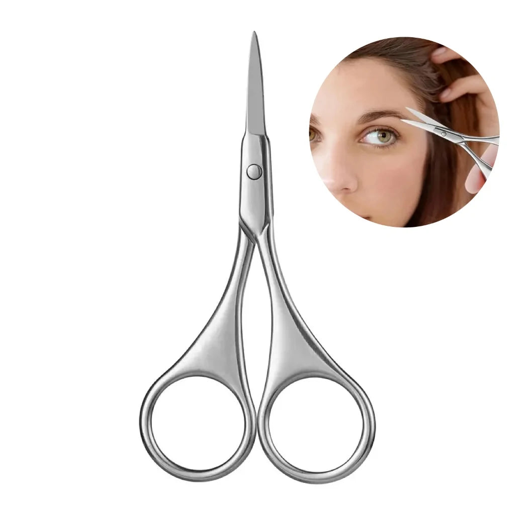 Stainless Steel Eyebrow Trimmer Scissors & Comb Set - Precision Grooming Tool for Men and Women - Effortless Hair Removal