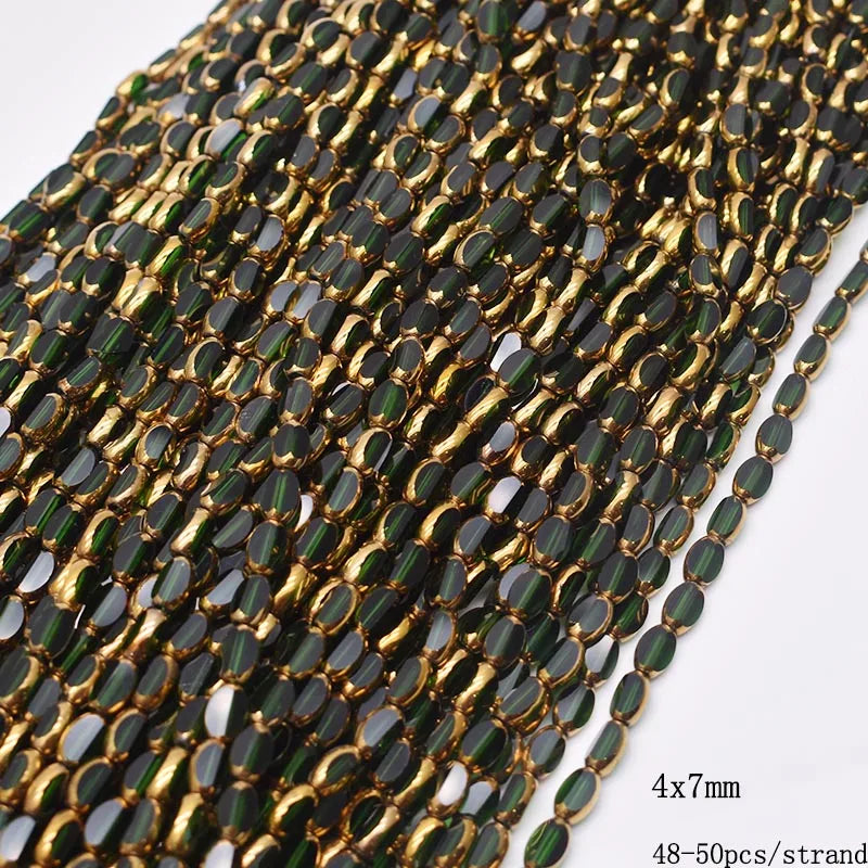 4x7mm Gold Plated Glass Spacer Beads – Briolette Crystal Beads for Jewelry DIY