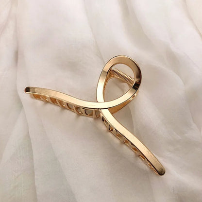 Gold Hollow Geometric Hair Claw – Stylish Metal Hair Clip for Women