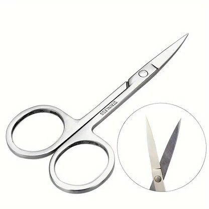 Stainless Steel Eyebrow Trimmer Scissors & Comb Set - Precision Grooming Tool for Men and Women - Effortless Hair Removal