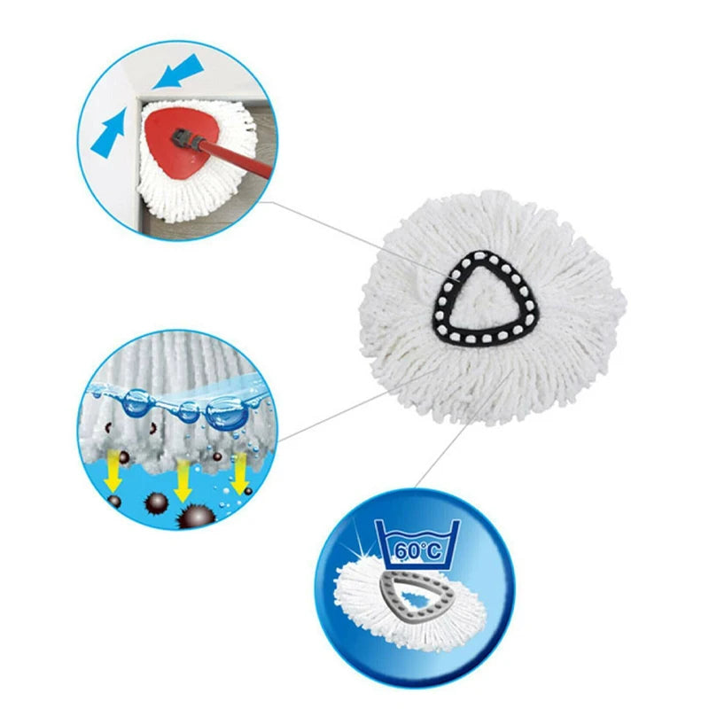 Microfiber Spin Mop Head Replacement – 360° Easy Wring Cleaning Refill