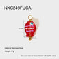 Red fish-shaped pendant with measurements and material details on a white background
