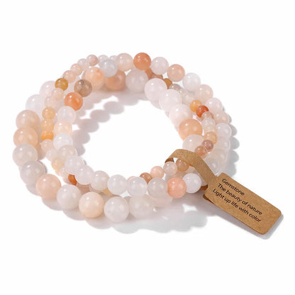3pcs Natural Stone Beads Bracelet Set for Women & Men - Agates & Quartz