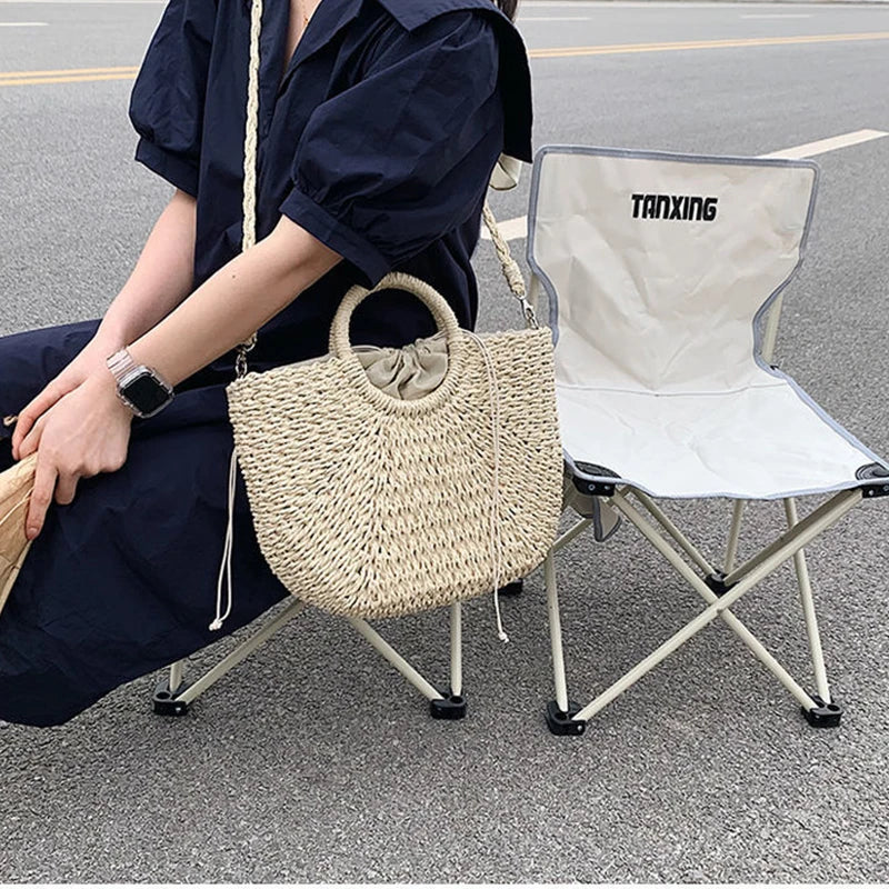 Straw Woven Beach Tote – Handmade Summer Bucket Bag for Women