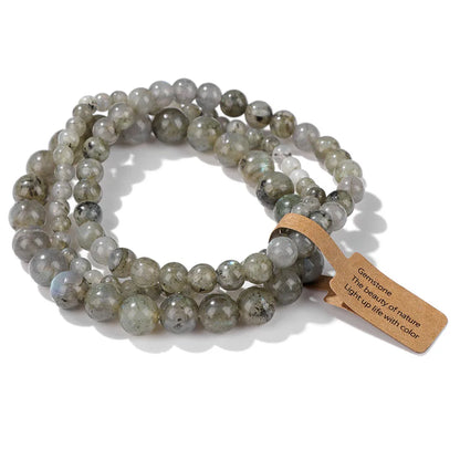 3pcs Natural Stone Beads Bracelet Set for Women & Men - Agates & Quartz