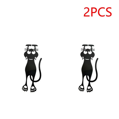Two black cat-shaped decals on a white background with '2PCS' in red text above.
