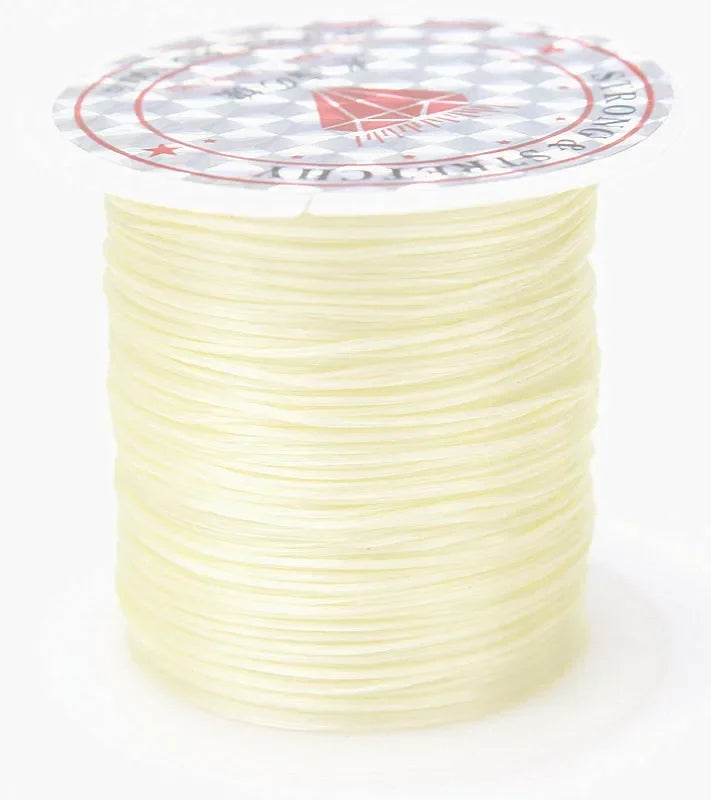 Spool of cream-colored thread with a brand label on a white background