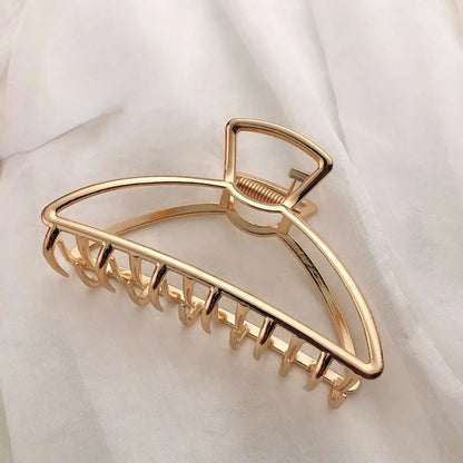 Gold Hollow Geometric Hair Claw – Stylish Metal Hair Clip for Women