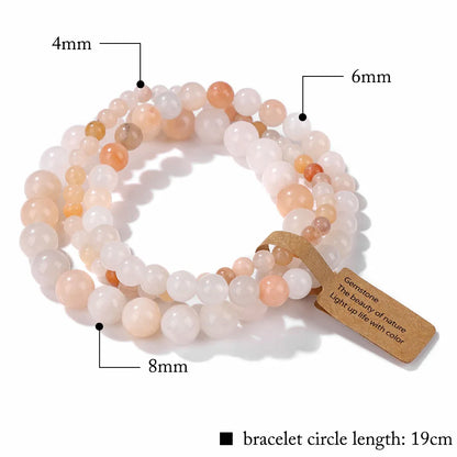 Beaded bracelet with measurements and a tag on a white background