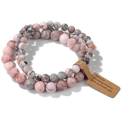 3pcs Natural Stone Beads Bracelet Set for Women & Men - Agates & Quartz