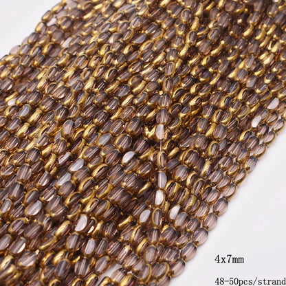 4x7mm Gold Plated Glass Spacer Beads – Briolette Crystal Beads for Jewelry DIY
