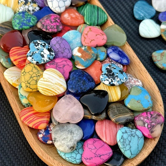 Heart-Shaped Natural Crystal Healing Stones – Amethyst & Agate Gravel