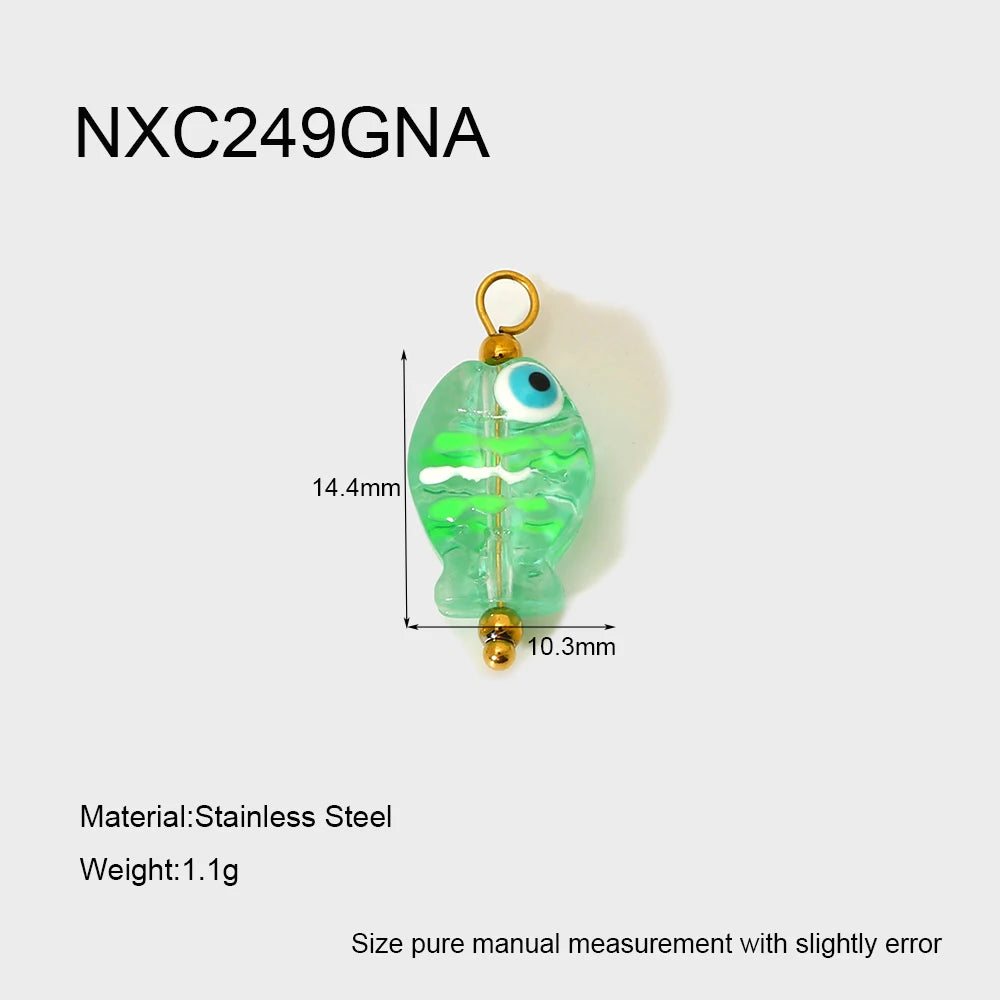 Green fishing lure with measurements and material details on a white background