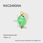 Green fishing lure with measurements and material details on a white background
