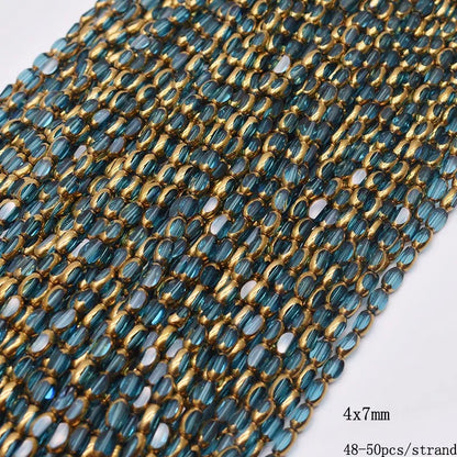 4x7mm Gold Plated Glass Spacer Beads – Briolette Crystal Beads for Jewelry DIY