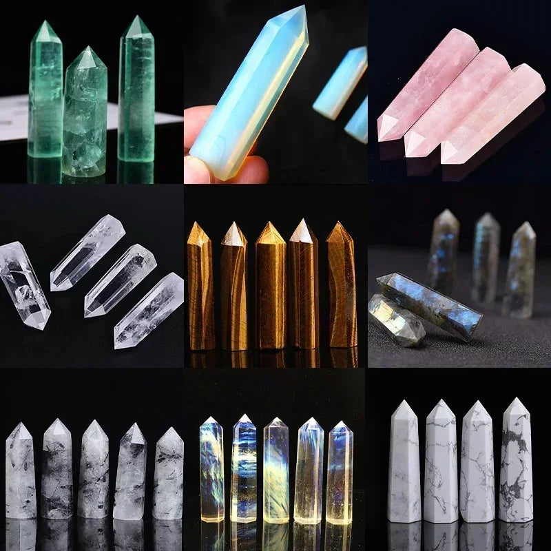 Natural Crystal Obelisk Wand – Rose Quartz & Amethyst for Healing & Decor