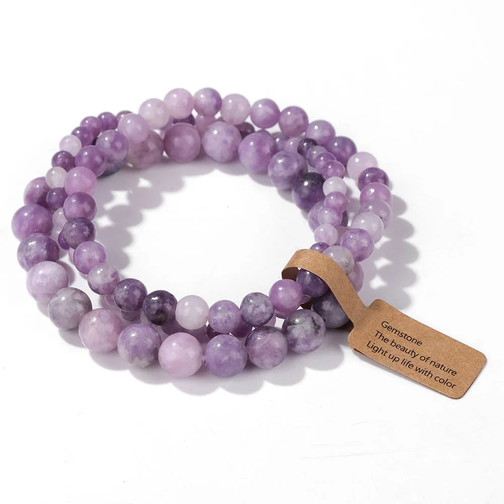 3pcs Natural Stone Beads Bracelet Set for Women & Men - Agates & Quartz