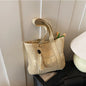French-Style Woven Straw Tote Bag – Large Beach Vacation Shoulder Bag