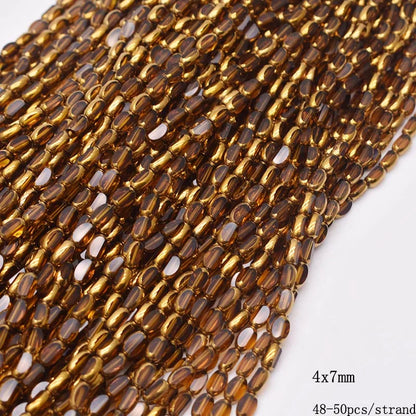 4x7mm Gold Plated Glass Spacer Beads – Briolette Crystal Beads for Jewelry DIY