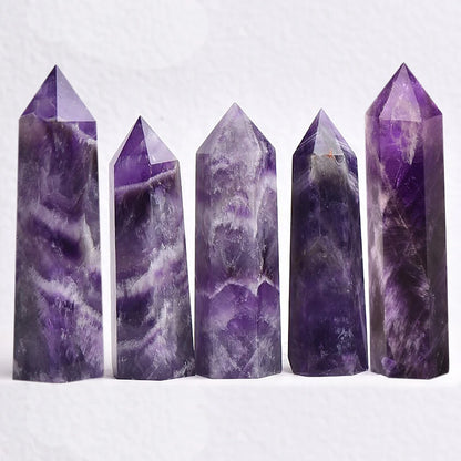 Natural Crystal Obelisk Wand – Rose Quartz & Amethyst for Healing & Decor