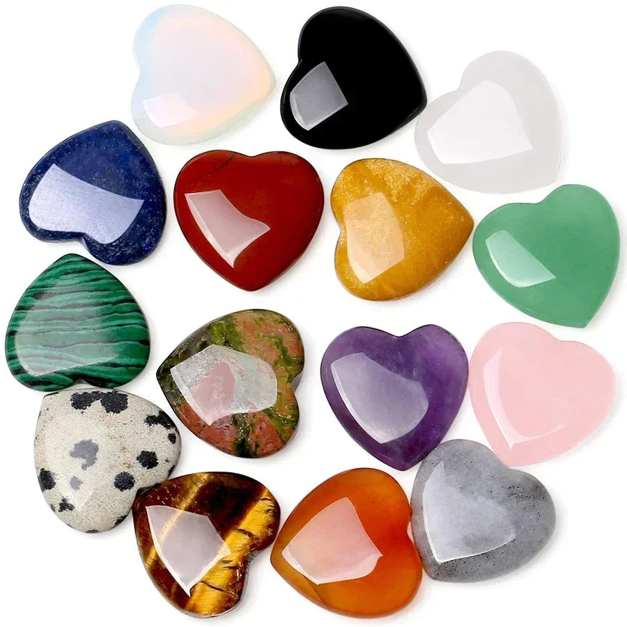 Heart-Shaped Natural Crystal Healing Stones – Amethyst & Agate Gravel