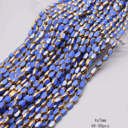 4x7mm Gold Plated Glass Spacer Beads – Briolette Crystal Beads for Jewelry DIY