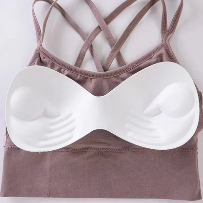 Women's Cross Strap Push-Up Sports Bra – Breathable Yoga Tank Top