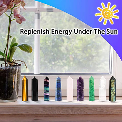 Natural Crystal Obelisk Wand – Rose Quartz & Amethyst for Healing & Decor