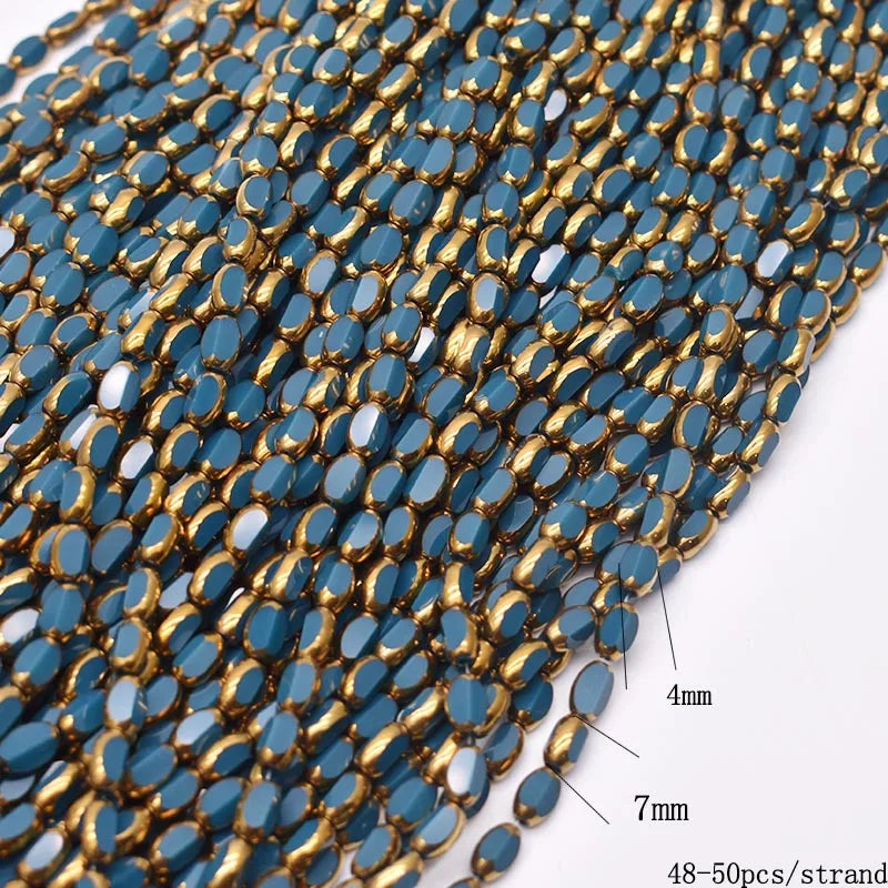4x7mm Gold Plated Glass Spacer Beads – Briolette Crystal Beads for Jewelry DIY