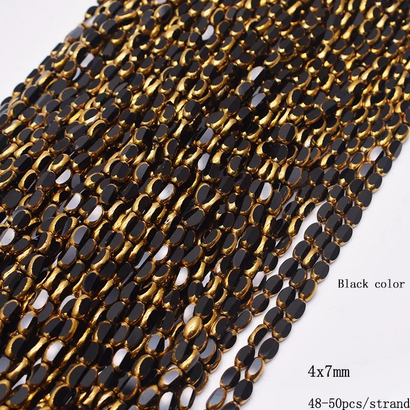4x7mm Gold Plated Glass Spacer Beads – Briolette Crystal Beads for Jewelry DIY