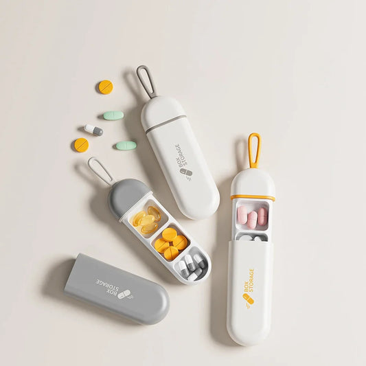 Portable 3-Compartment Pill Box – Travel Medicine Organizer Case