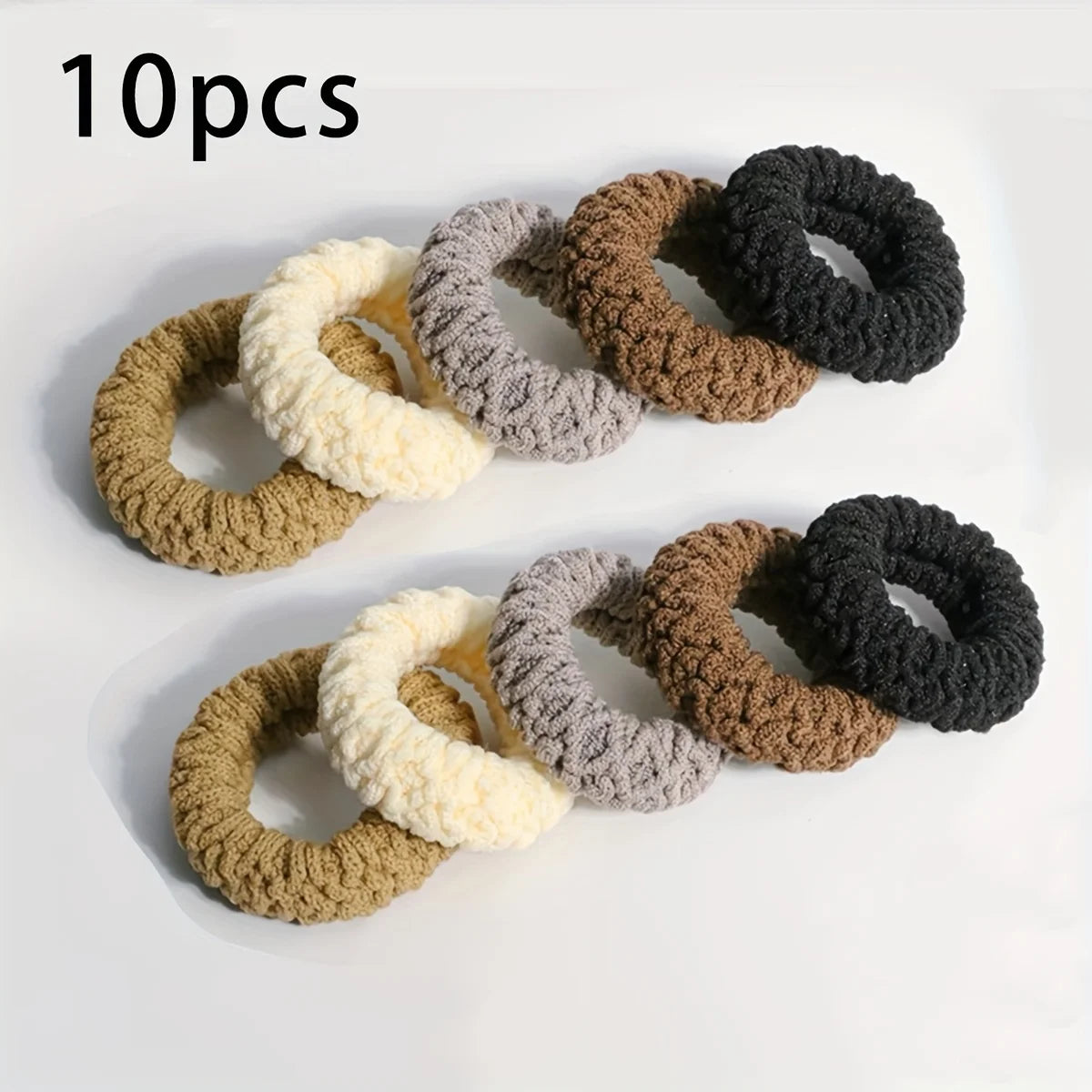10PCS Wide Thick Hair Ties – Durable Elastic Bands for Ponytails & Buns