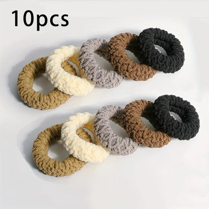 10PCS Wide Thick Hair Ties – Durable Elastic Bands for Ponytails & Buns