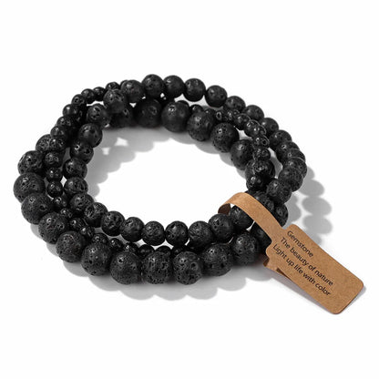 3pcs Natural Stone Beads Bracelet Set for Women & Men - Agates & Quartz