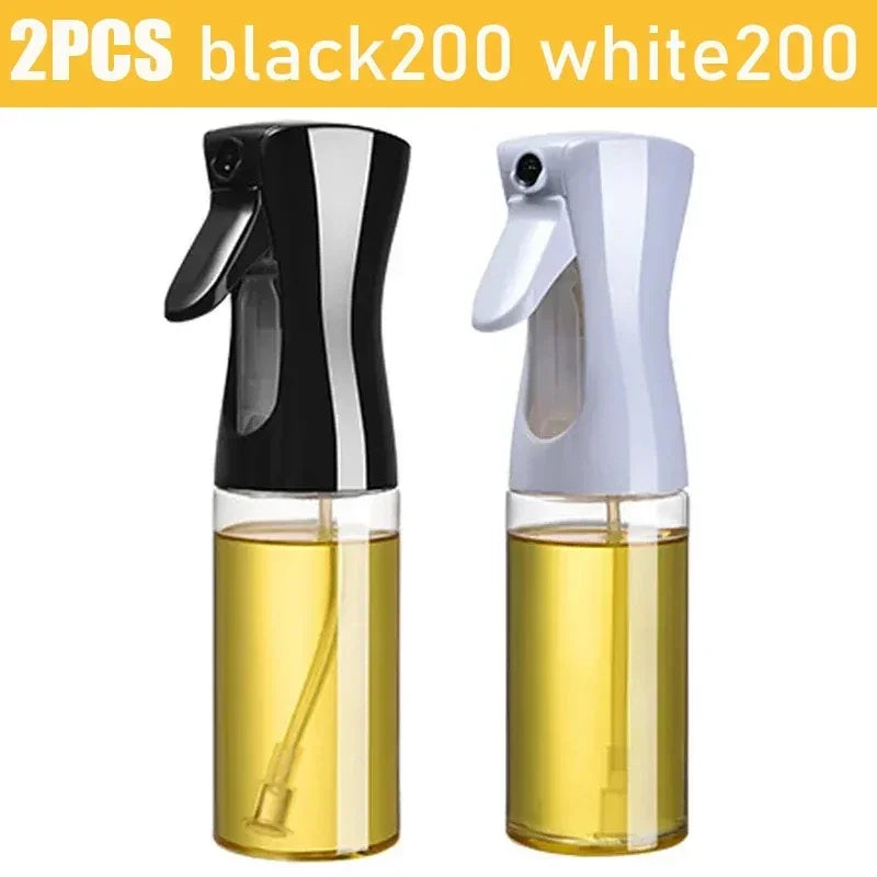 Two spray bottles with black and white nozzles, filled with a yellow liquid, on a white background.