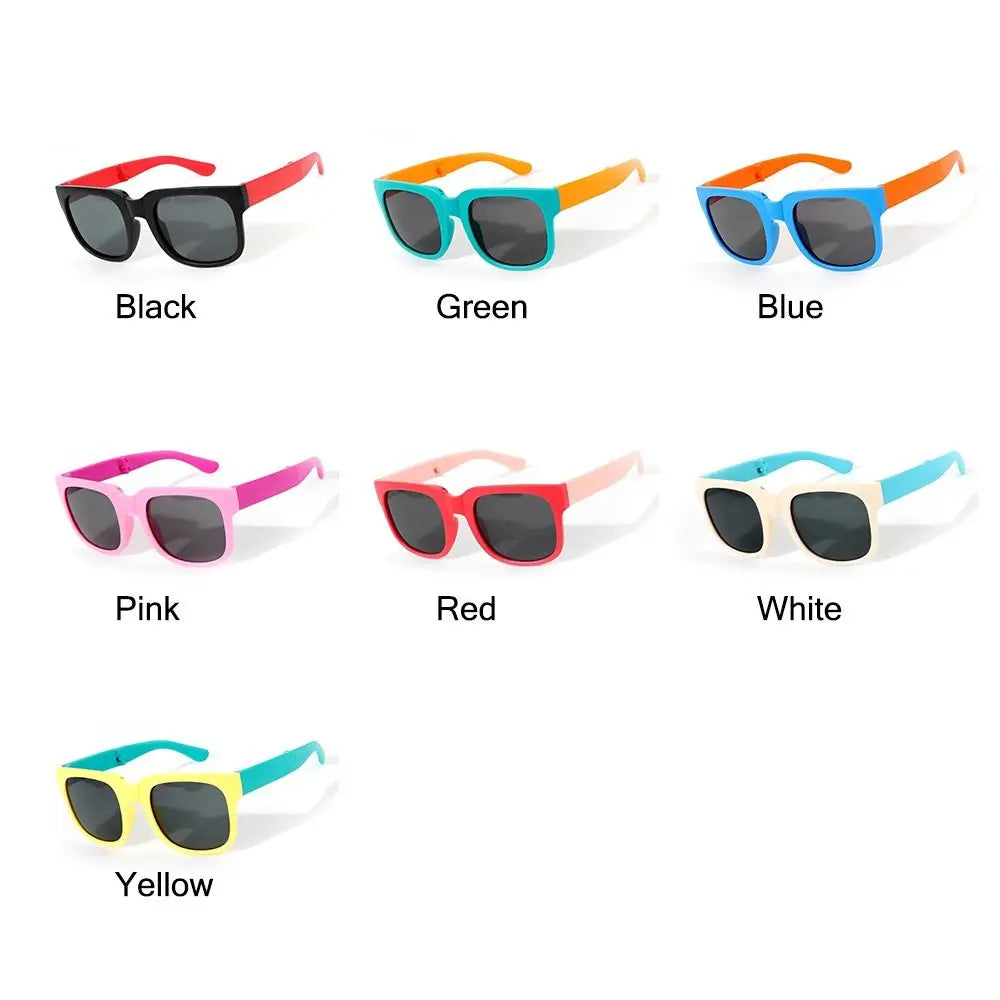 Collection of colorful sunglasses in various colors on a white background