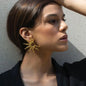 Vintage Gold Flower Stud Earrings – Geometric Statement Jewelry for Women