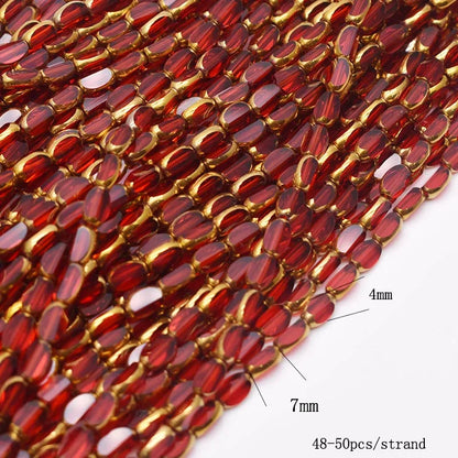 4x7mm Gold Plated Glass Spacer Beads – Briolette Crystal Beads for Jewelry DIY