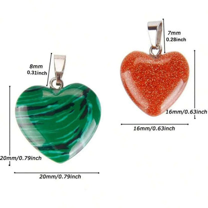 Heart-Shaped Stone Pendant Charms – 10pcs Crystal Beads for Jewelry Making