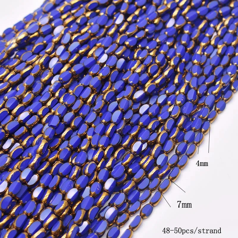 4x7mm Gold Plated Glass Spacer Beads – Briolette Crystal Beads for Jewelry DIY