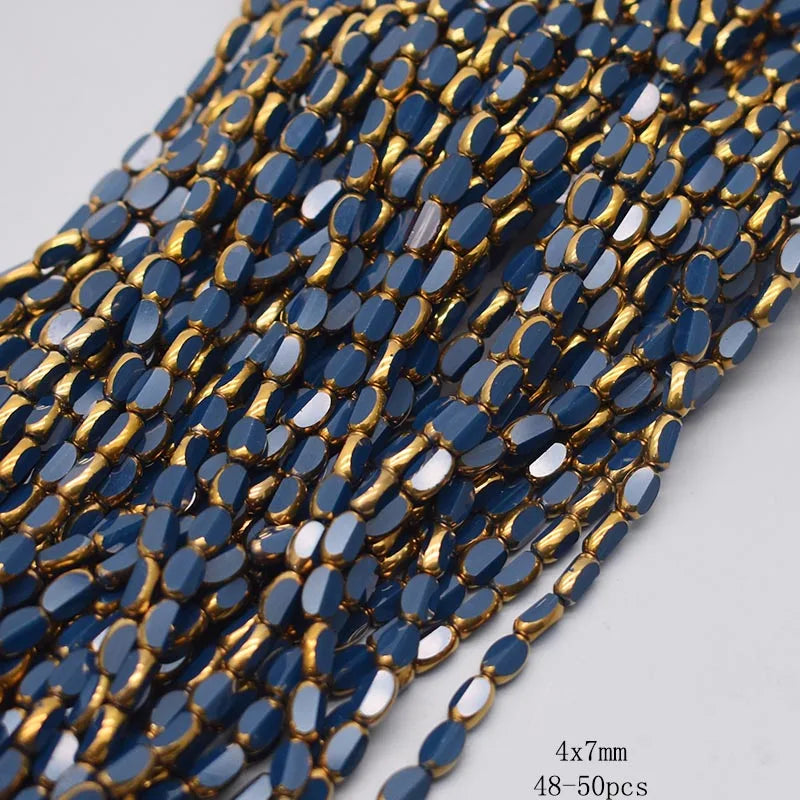 4x7mm Gold Plated Glass Spacer Beads – Briolette Crystal Beads for Jewelry DIY