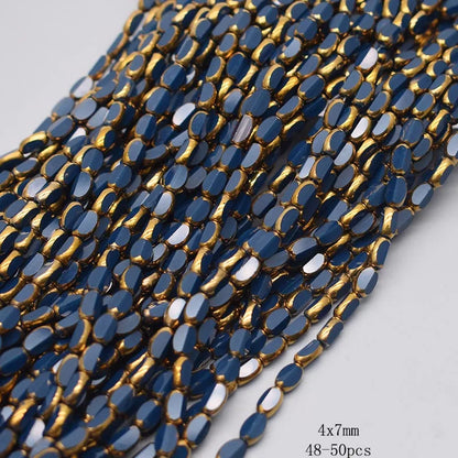 4x7mm Gold Plated Glass Spacer Beads – Briolette Crystal Beads for Jewelry DIY