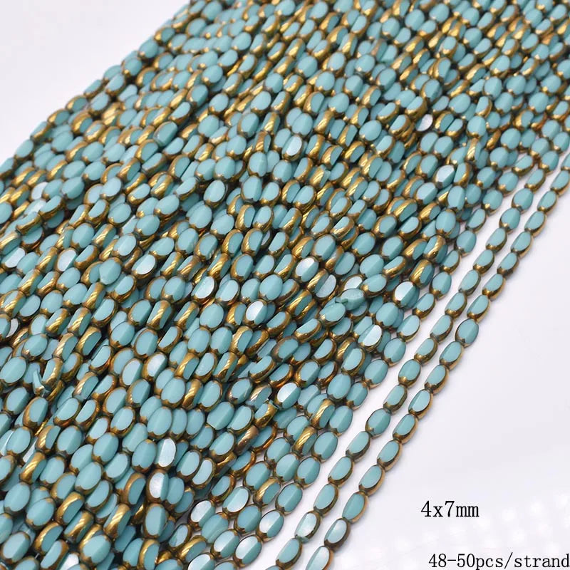 4x7mm Gold Plated Glass Spacer Beads – Briolette Crystal Beads for Jewelry DIY
