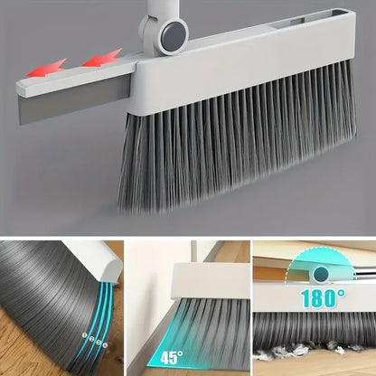 Cleaning brush with adjustable bristle head on a gray background