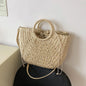Straw Woven Beach Tote – Handmade Summer Bucket Bag for Women
