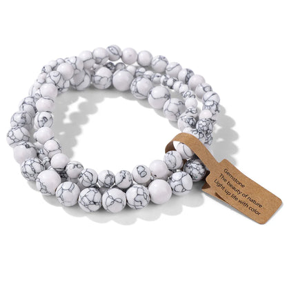 3pcs Natural Stone Beads Bracelet Set for Women & Men - Agates & Quartz