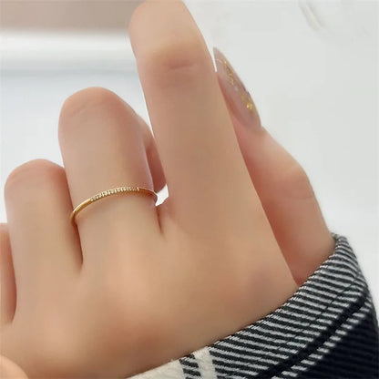 Elegant Cubic Zirconia Stainless Steel Wedding Ring – 18K Gold Plated Jewelry