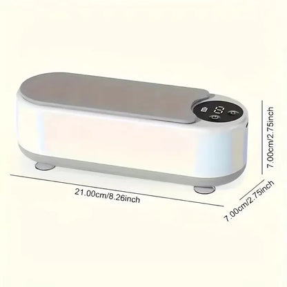 White electronic device with digital display on a white background